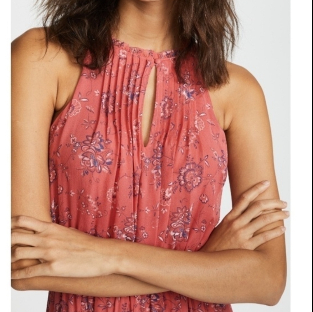 Joie Chara Silk Strawberry Floral Sleeveless Dress Feminine Coquette Sz L Flowy
